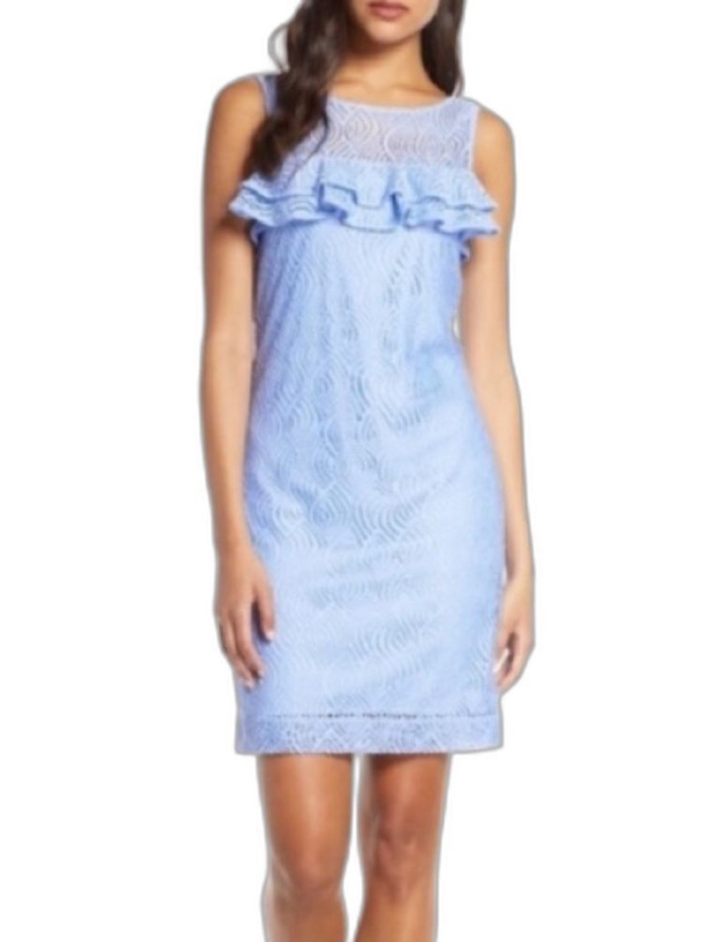 Lilly Pulitzer Janine Mini Dress Ruffles Sleeveless Blue Stretchy‎ XXS